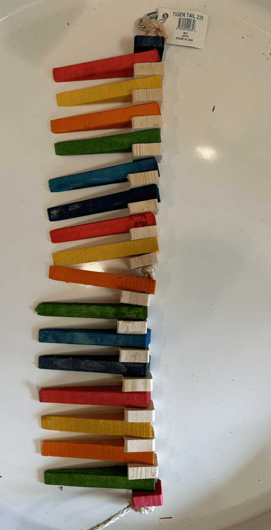 A row of Tigertail colored pencils on a white plate.